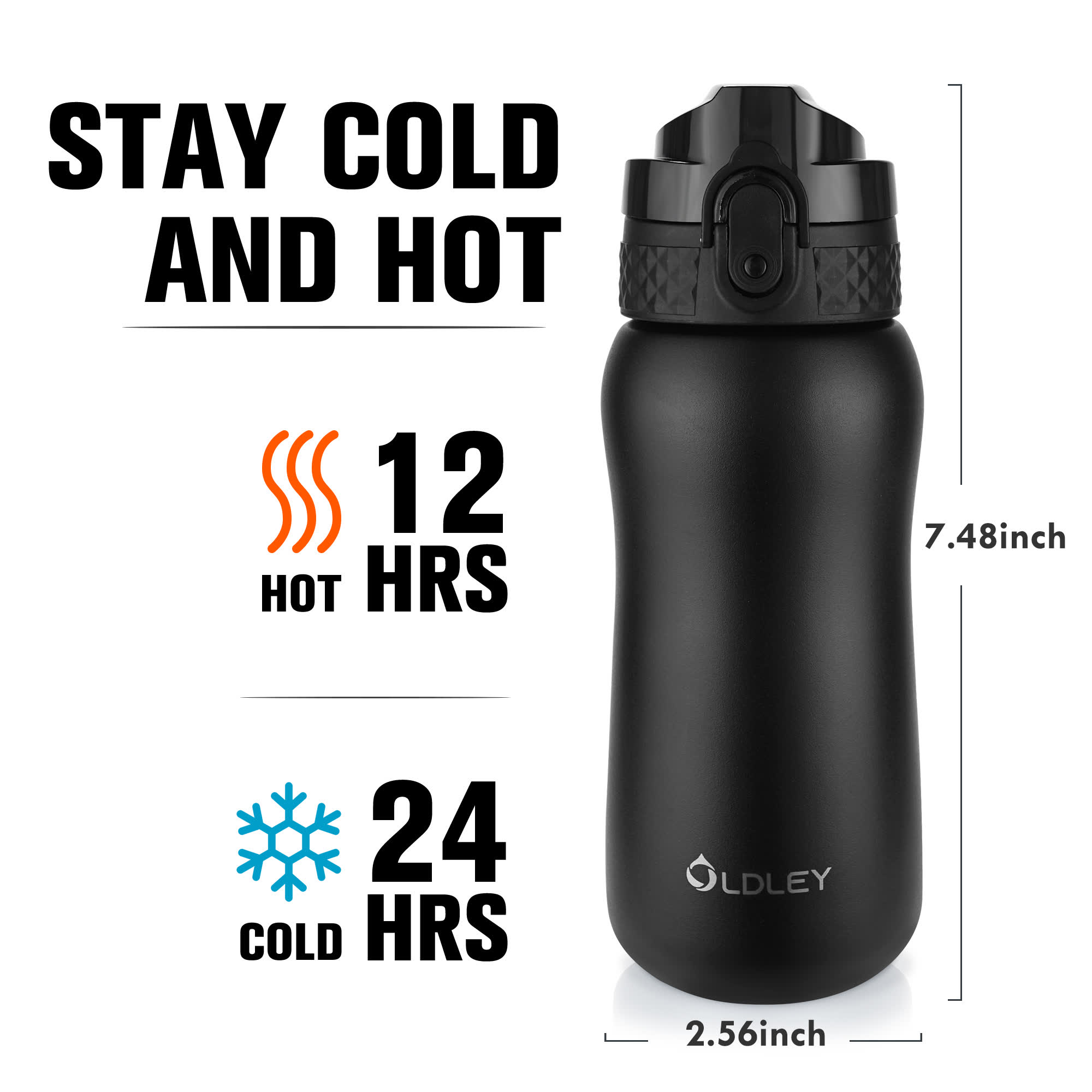 Oldley 12oz Small Kids Insulated Thermos Black - Image 3