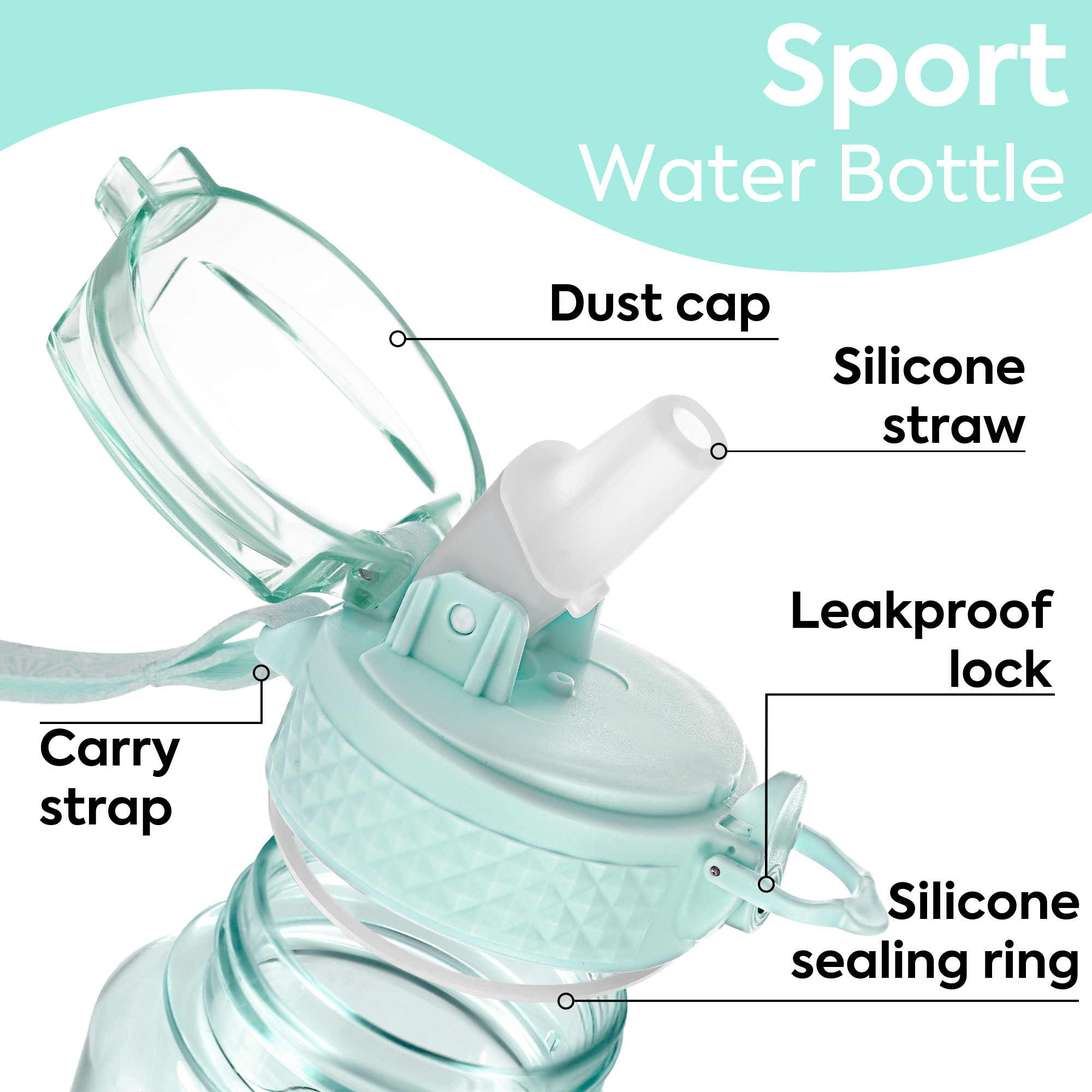 Oldley Transparent Green Kids Sport Bottle - Image 4