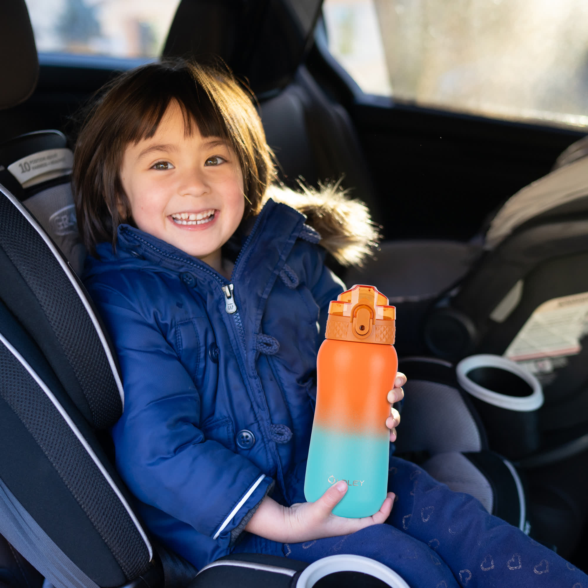 Oldley 12oz Orange Green Kids Metal Water Bottle - Image 6