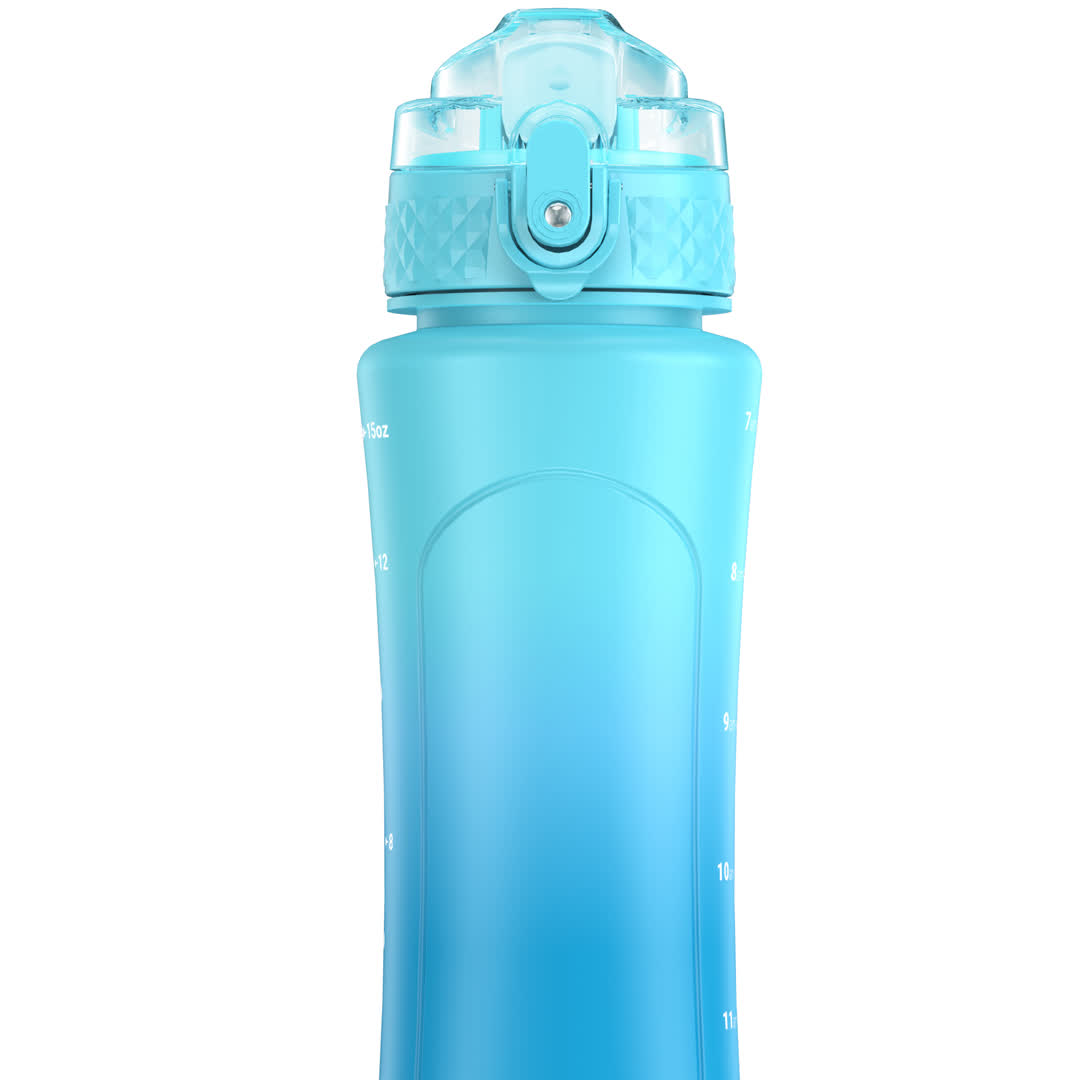 Oldley 15oz Kids Water Bottle - Green Blue Dual Lid Cup - Image 3