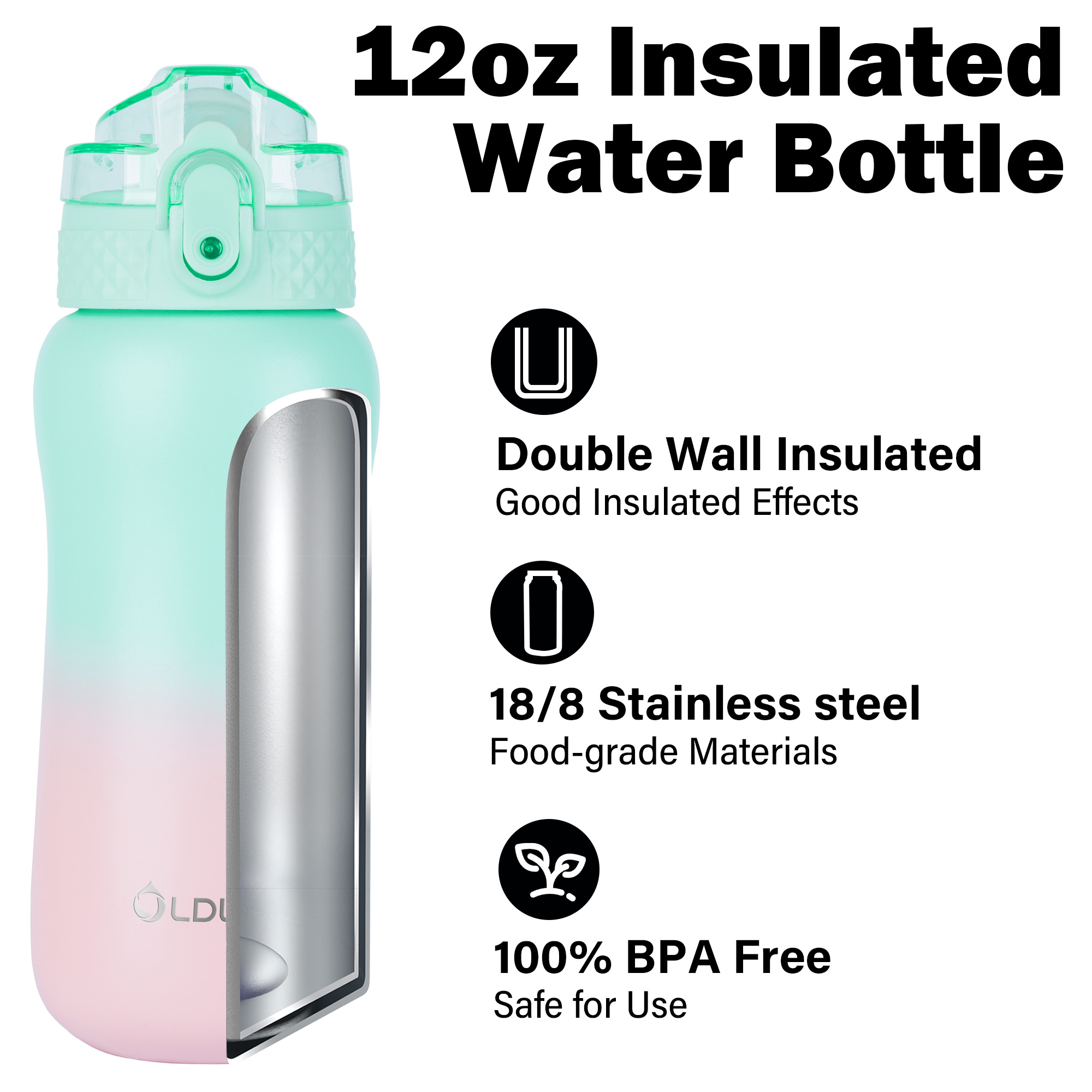 Oldley green pink Small Kids Insulated Thermos - Image 8