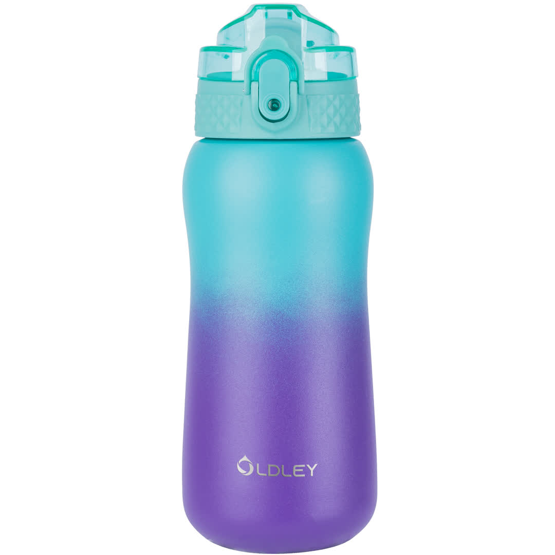Oldley 12oz Compact Travel Flask with Straw Green Purple - Image 7