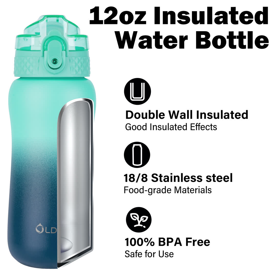 Oldley 12oz Green Blue Double Wall Vacuum Insulation Cup - Image 8