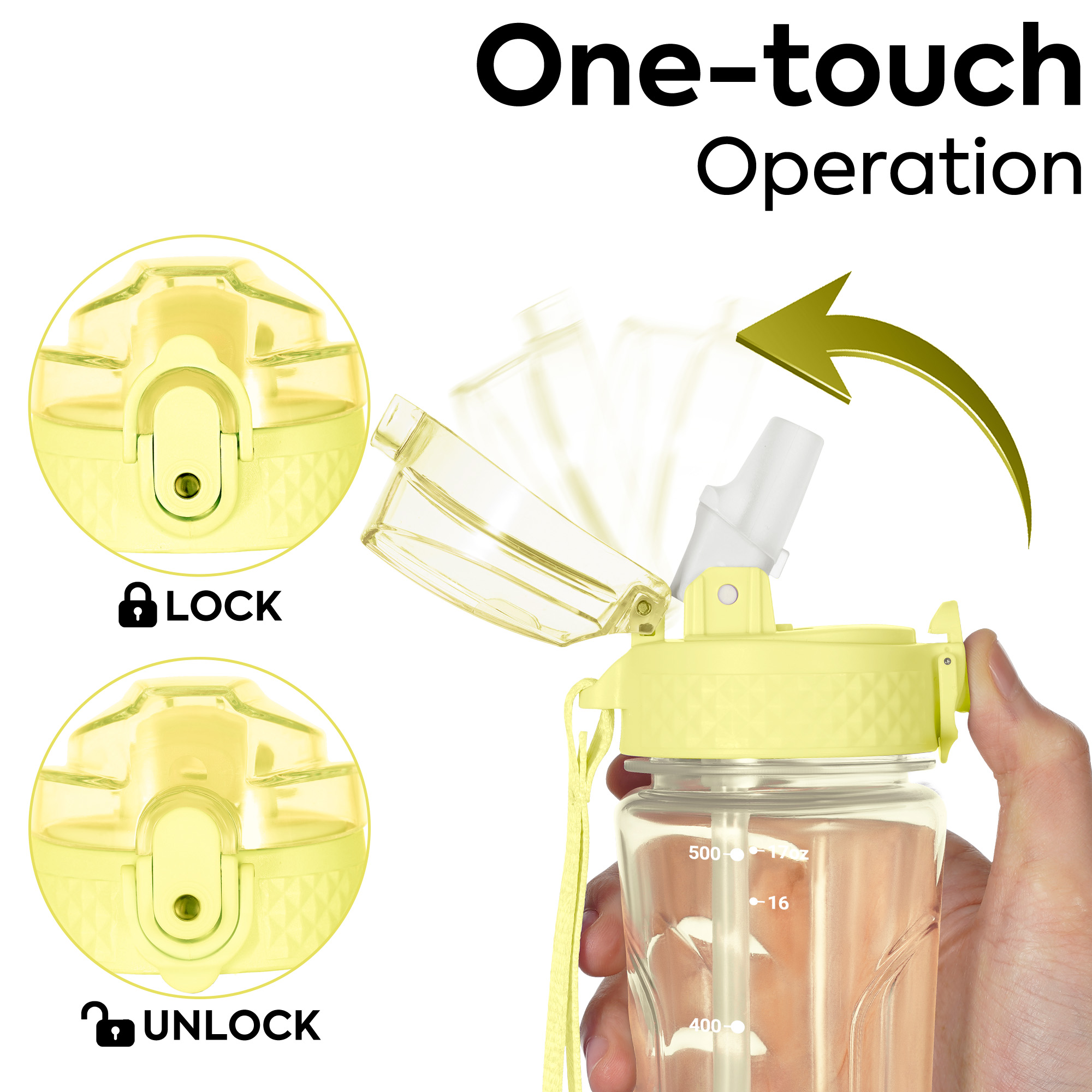 Oldley Yellow Transparency Kids Water Bottle - Image 3