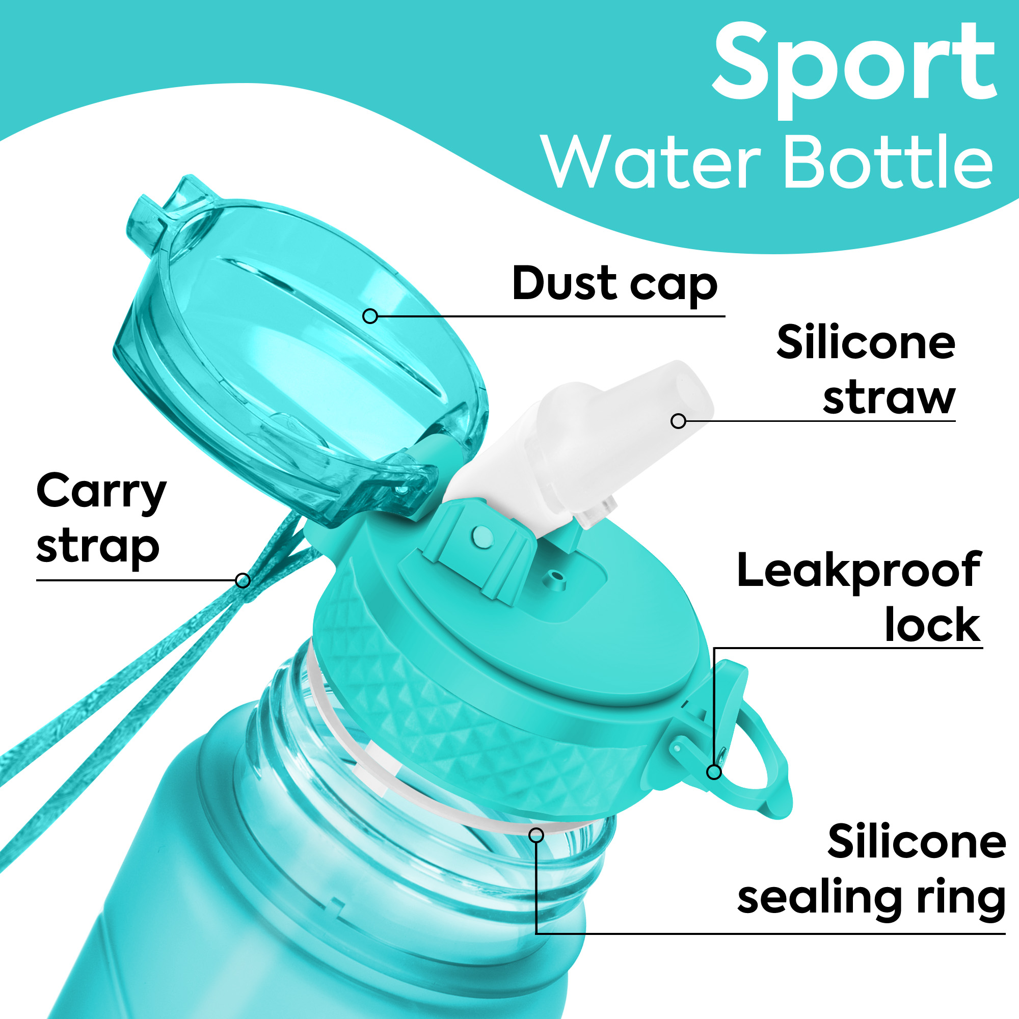 Oldley Mint Single Lid Kids Water Bottle - Image 4