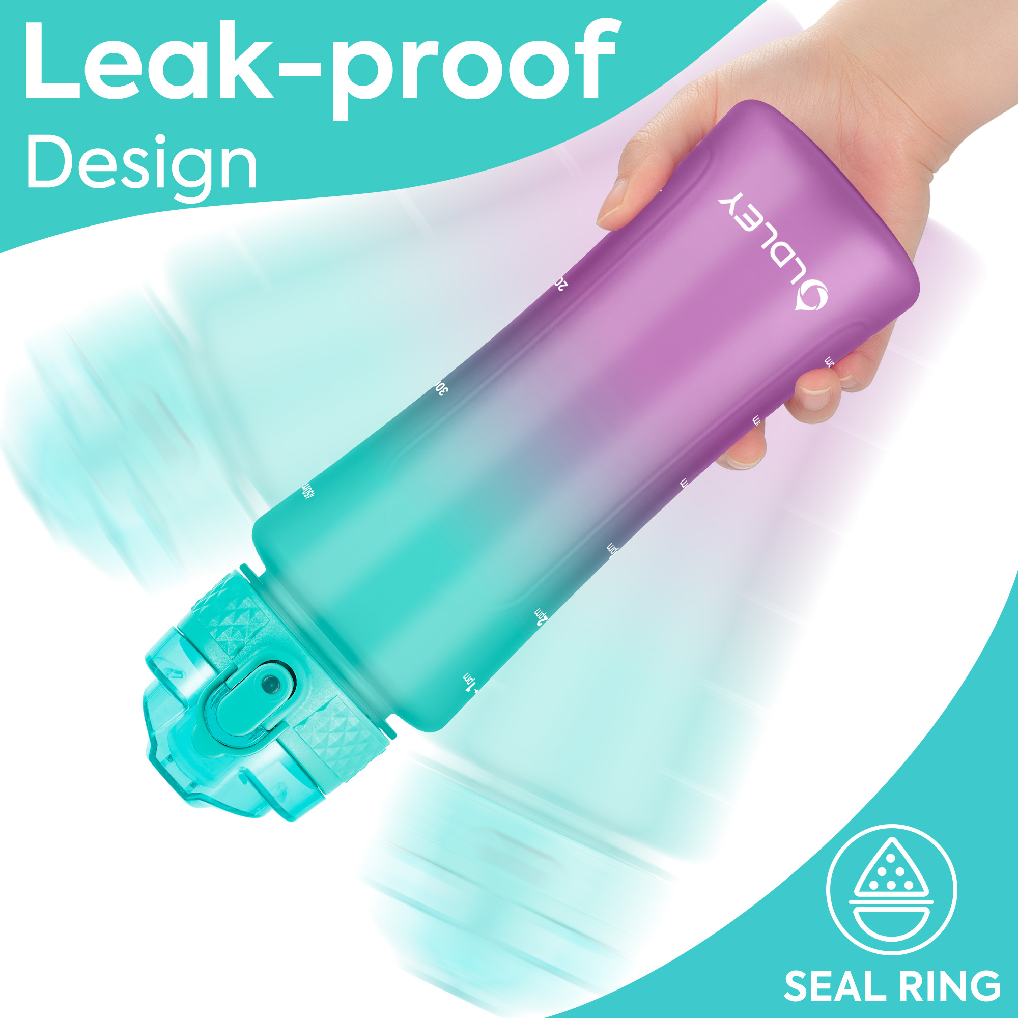 Oldley 15oz Kids Water Bottle - Mint Purple Dual Lid Cup - Image 5