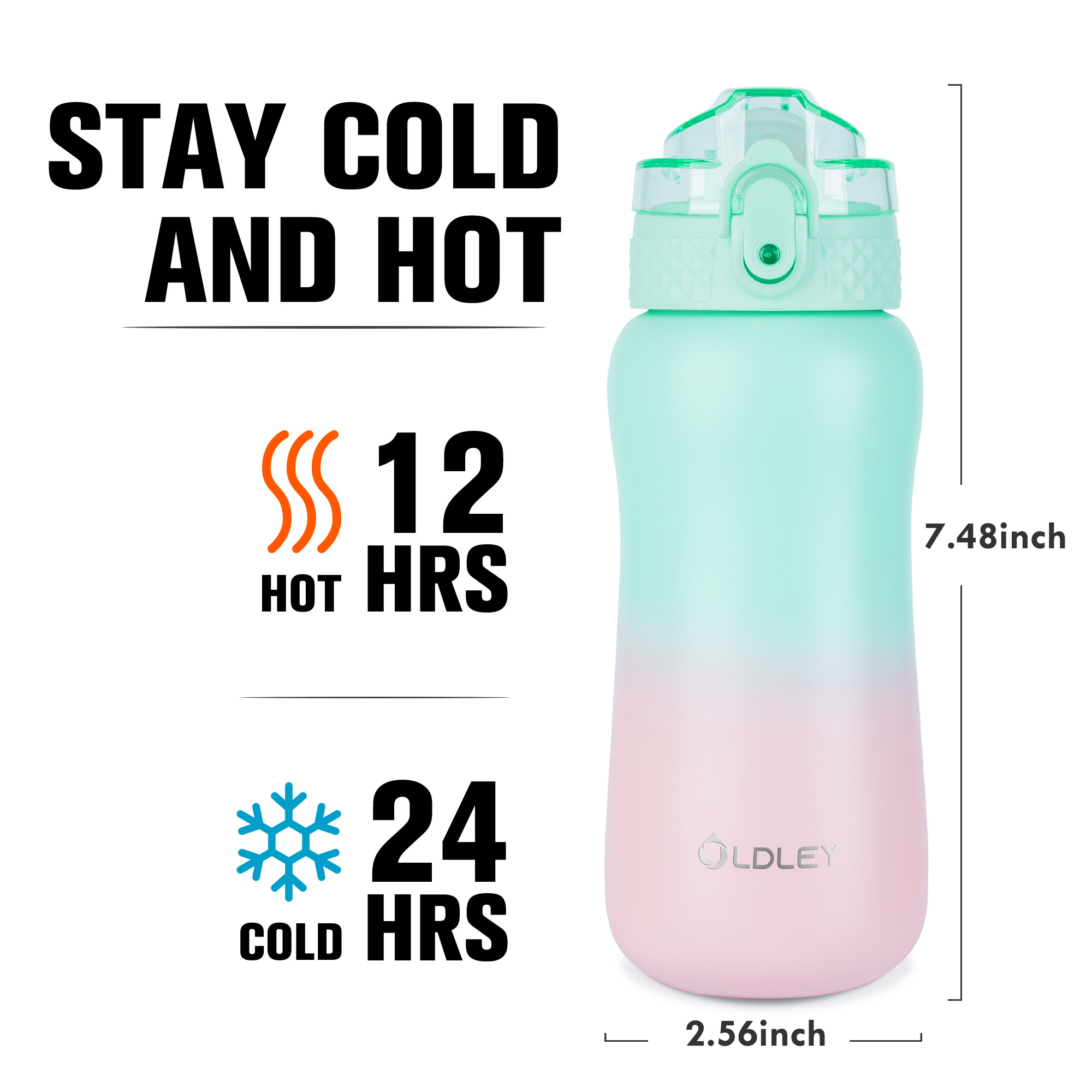 Oldley green pink Small Kids Insulated Thermos - Image 4