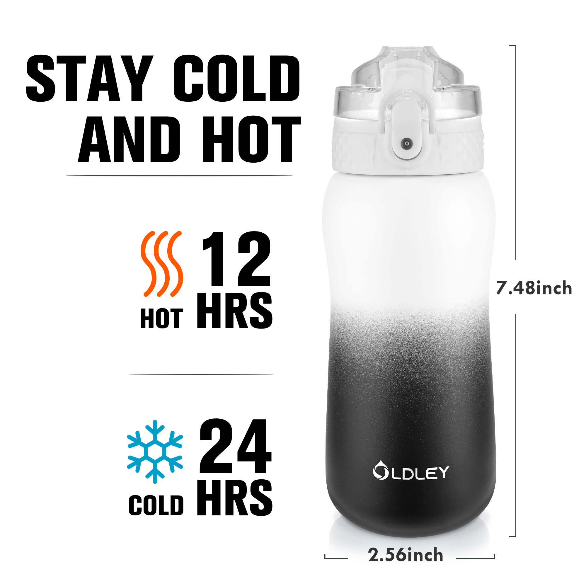 Oldley 12ozl White Black Vacuum Insulation Cup - Image 3