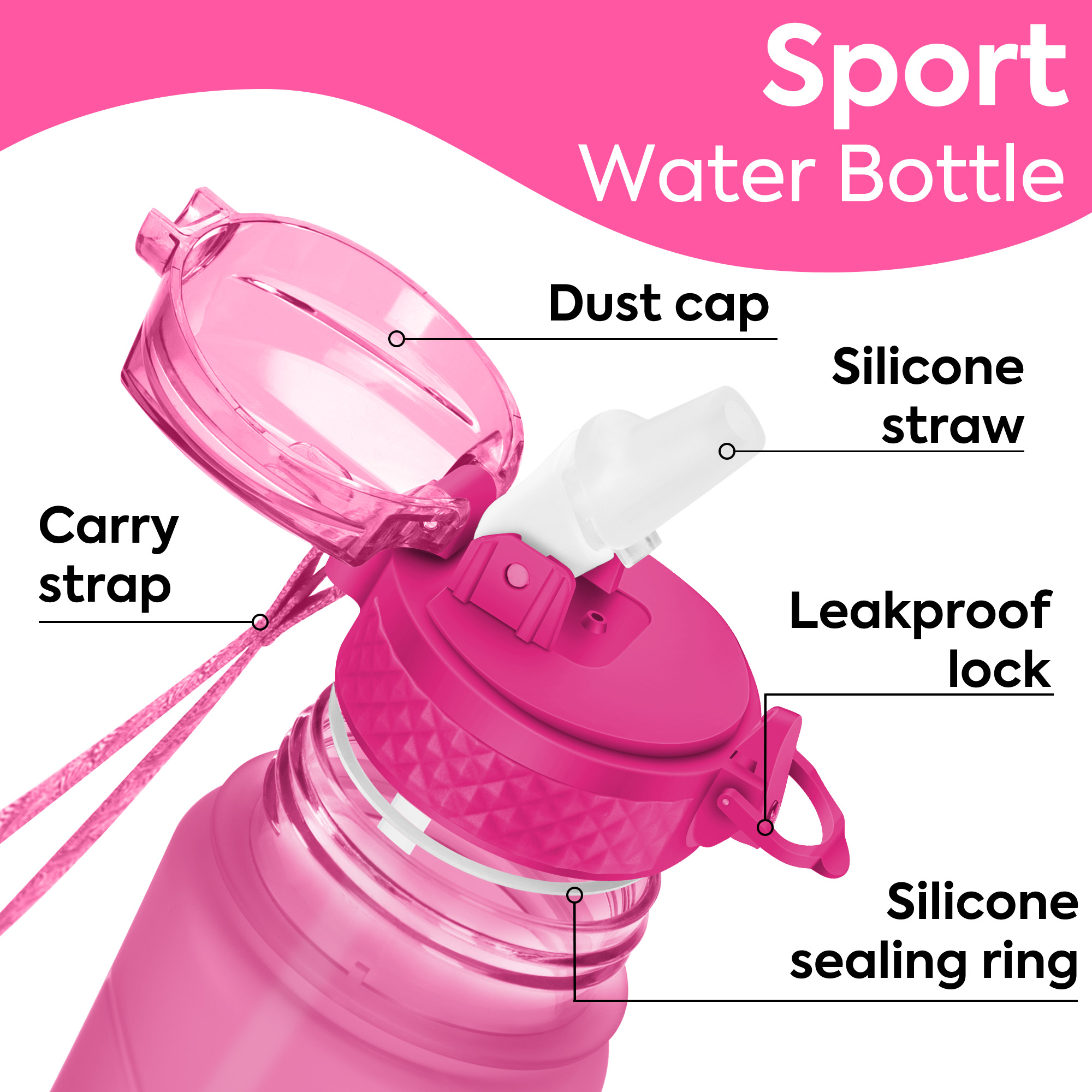Oldley Rose Red Green Kids Water Bottle - Image 4