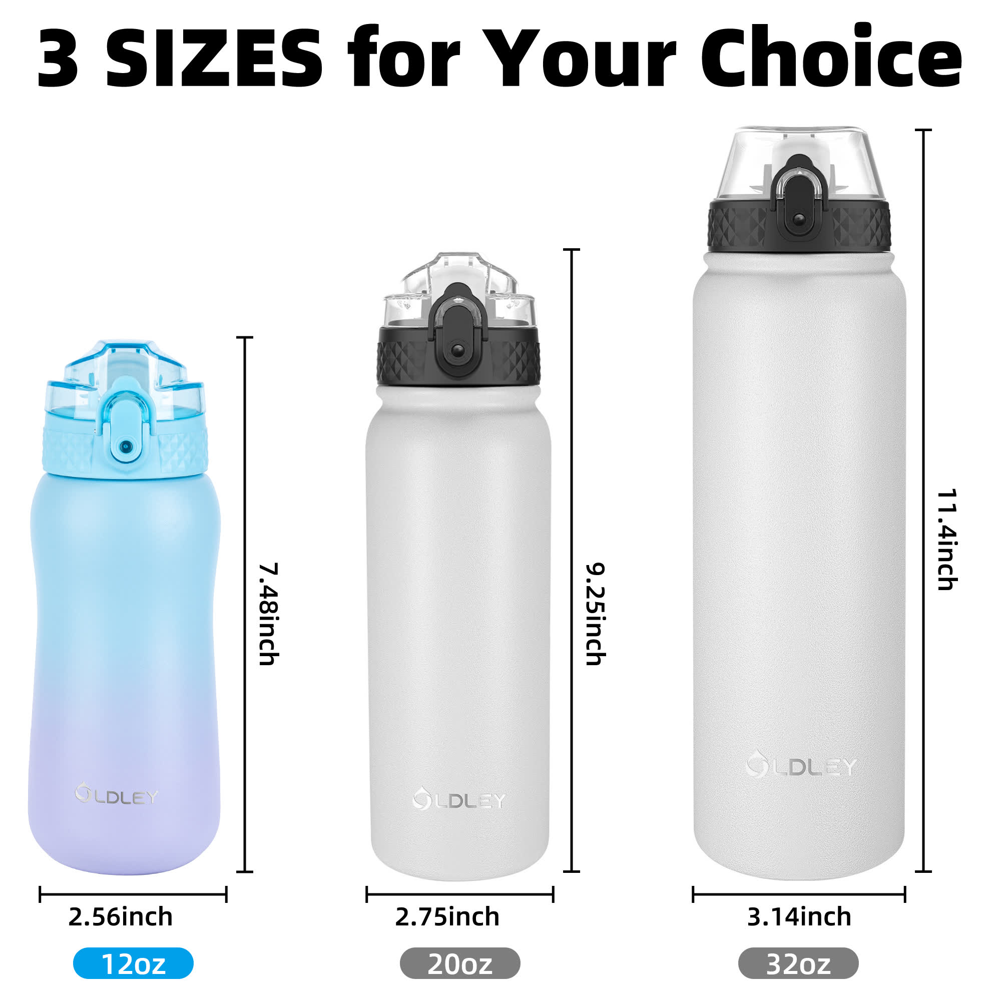 Oldley Ombre Blue-purple 12oz Compact Travel Flask with Straw - Image 3