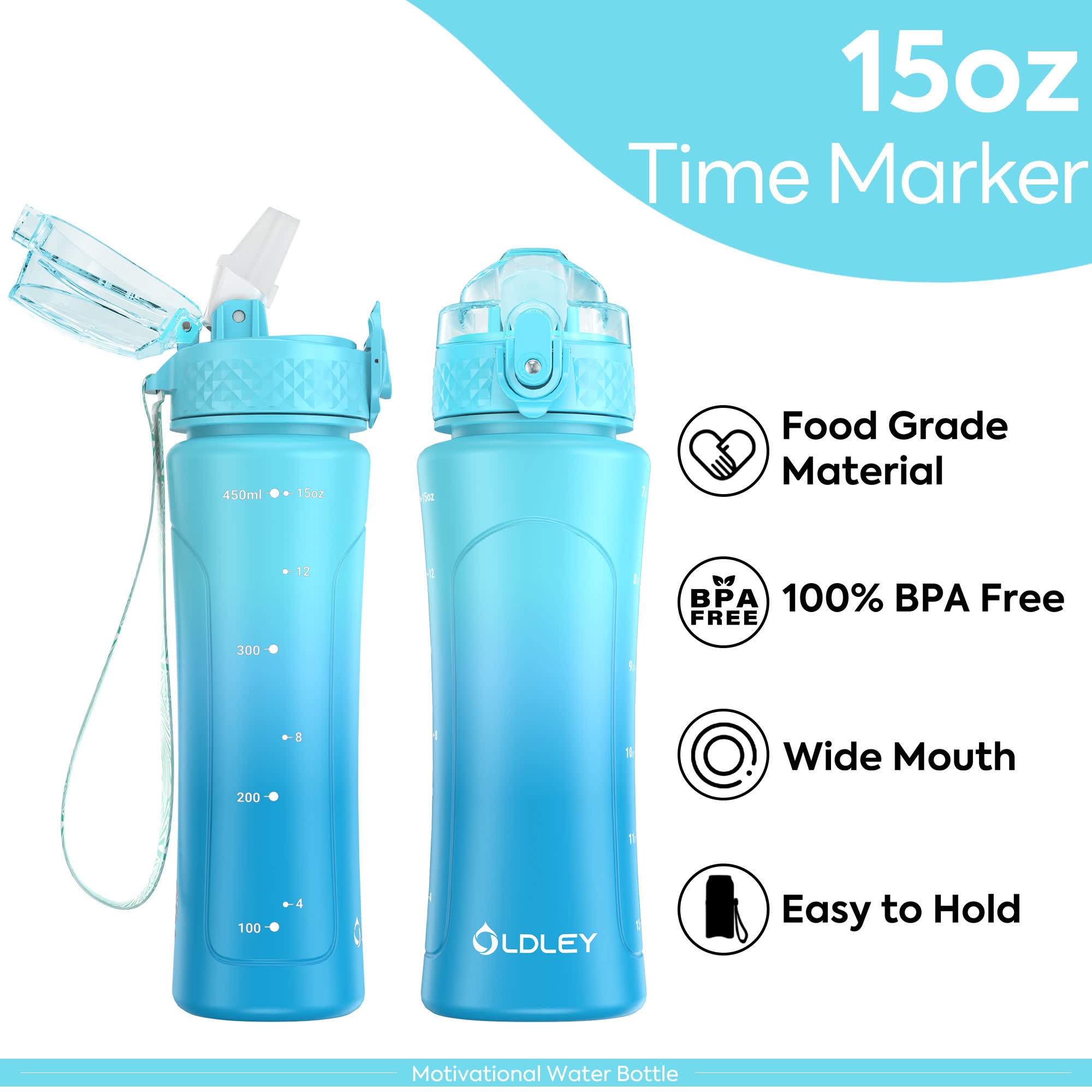 Oldley Green Blue Gradient Kids Water Bottle - Image 3