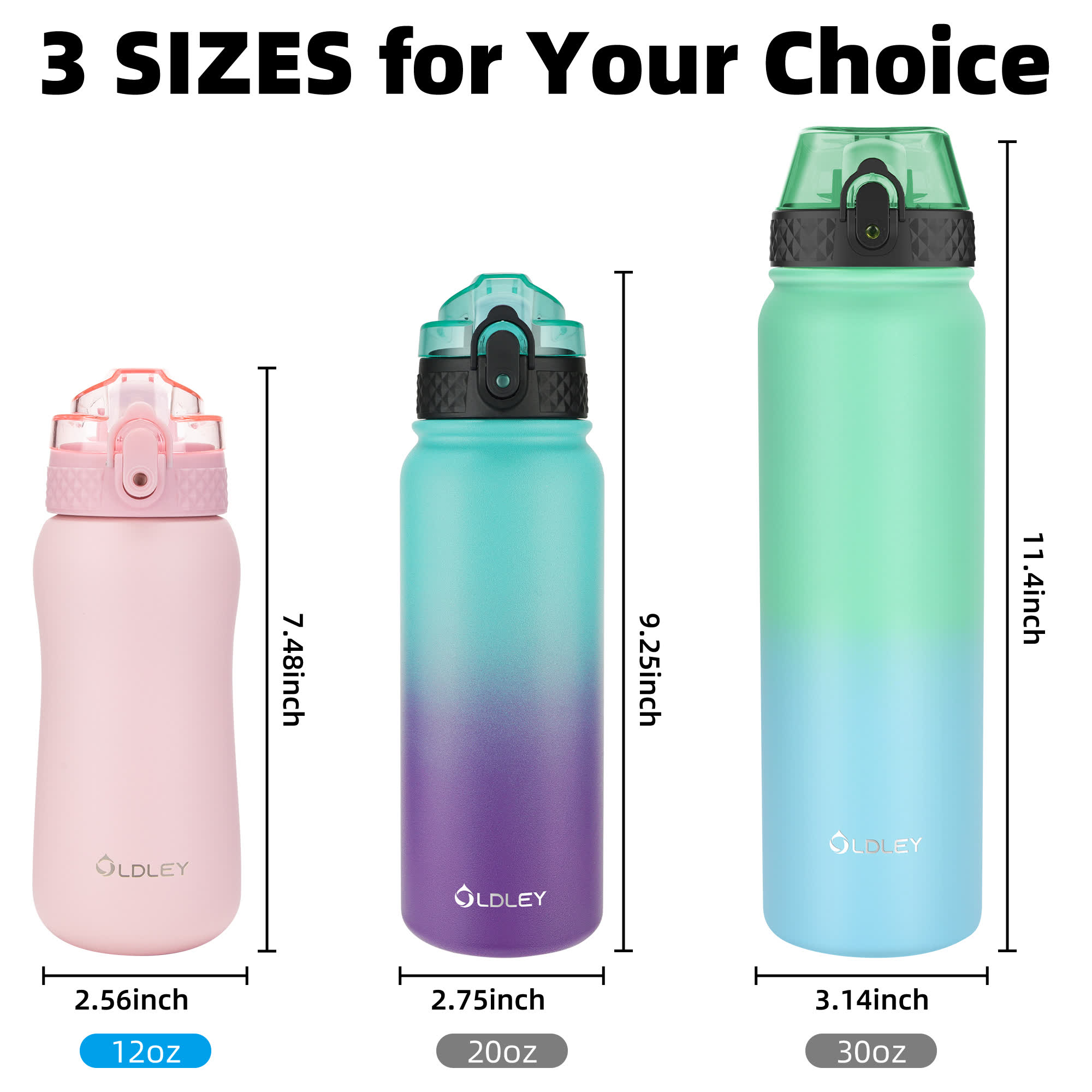 Oldley 12oz Pink Kids Metal Water Bottle - Image 5