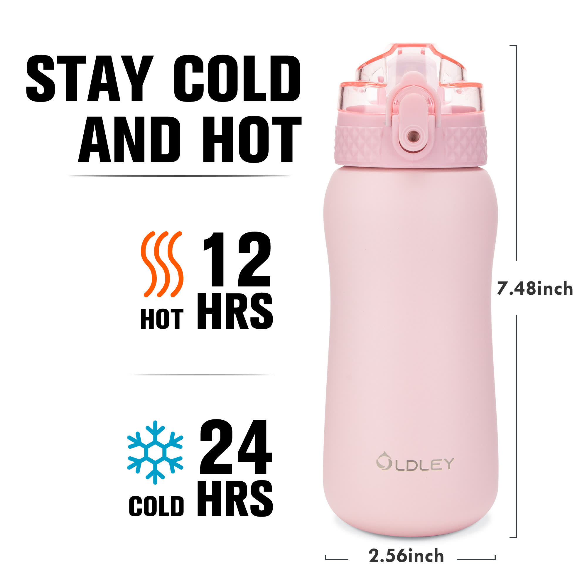 Oldley 12oz Pink Kids Metal Water Bottle - Image 6