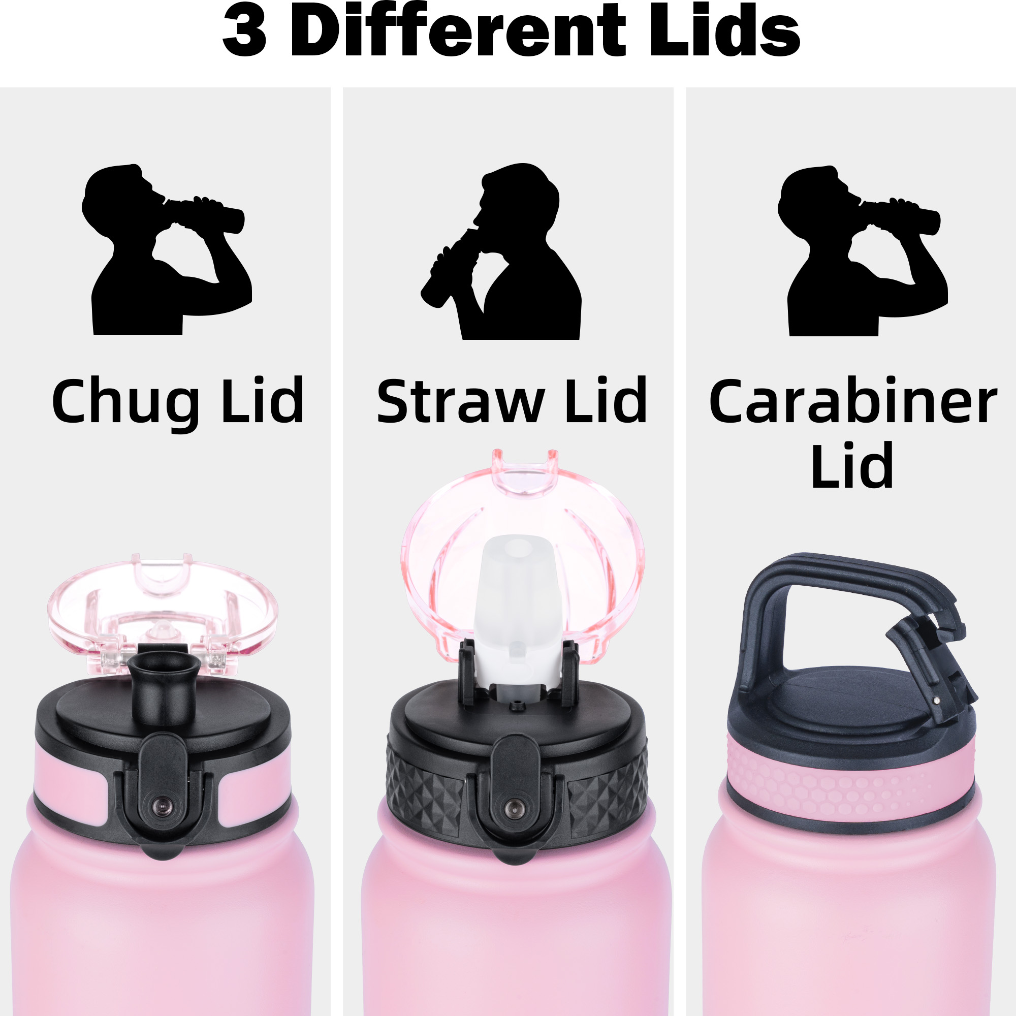 Oldley Pink & Purple Triple Lid Thermos - Insulated Travel Bottle - Image 3