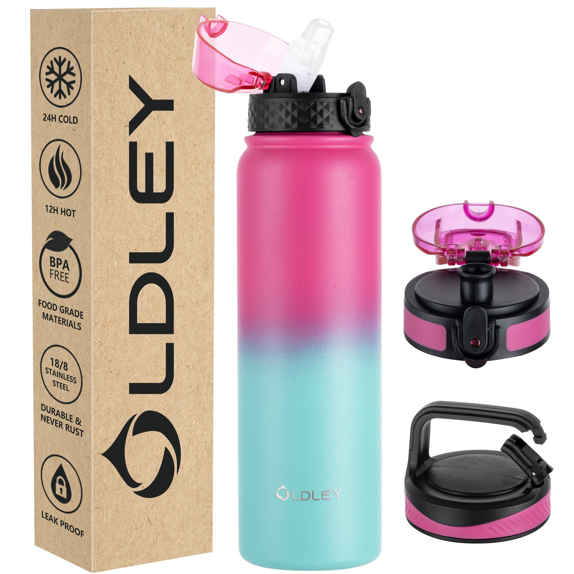 Oldley 32oz Rose Red Green Outdoor Water Flask - Image 5