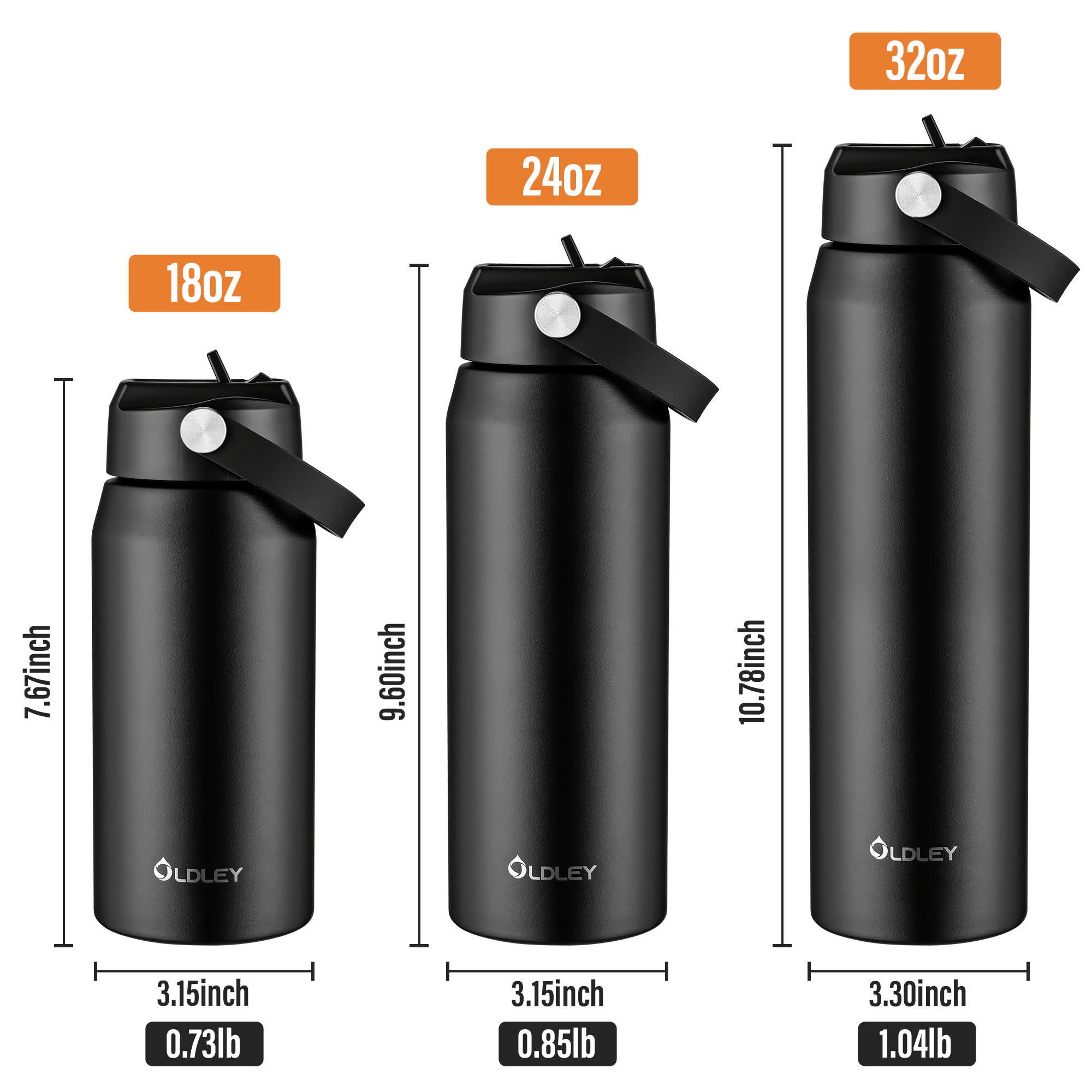 Oldley Black Stainless Steel Thermos 550ml - 32oz - Image 6