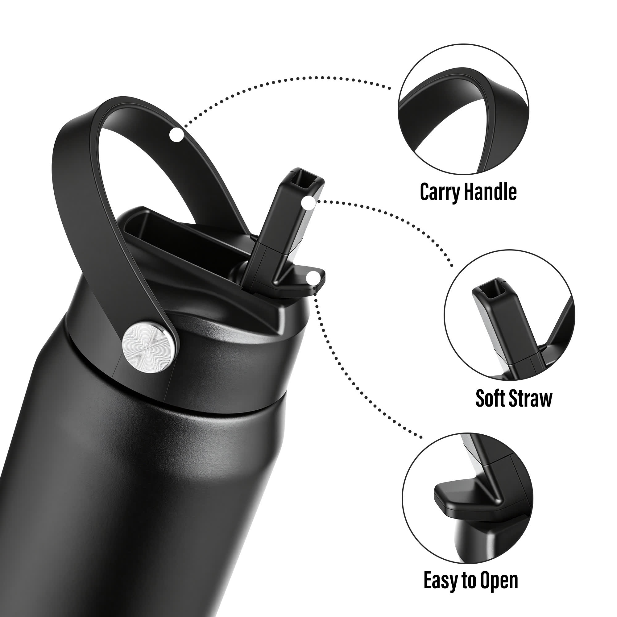 Oldley Black Stainless Steel Thermos 550ml - 32oz - Image 4