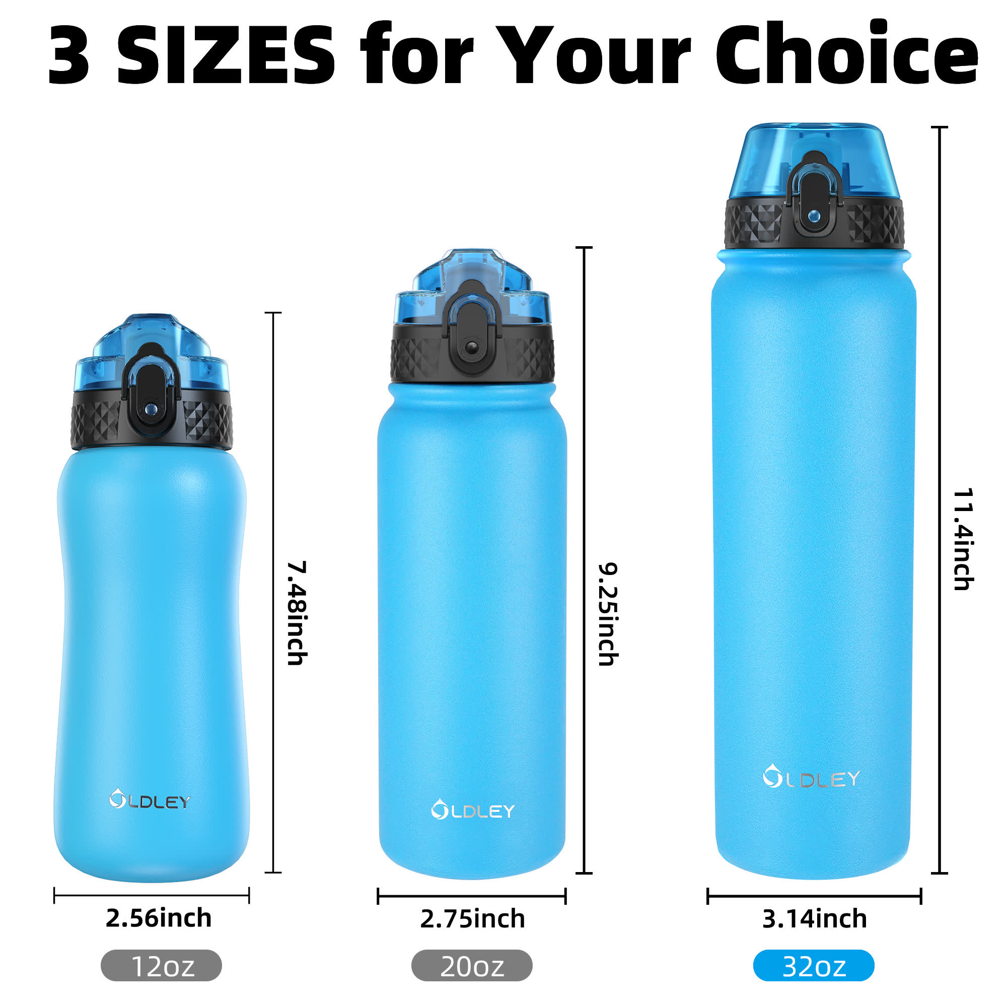 Oldley 32oz Sky Blue Light Purple Gradient Vacuum Insulated Bottle - Image 5