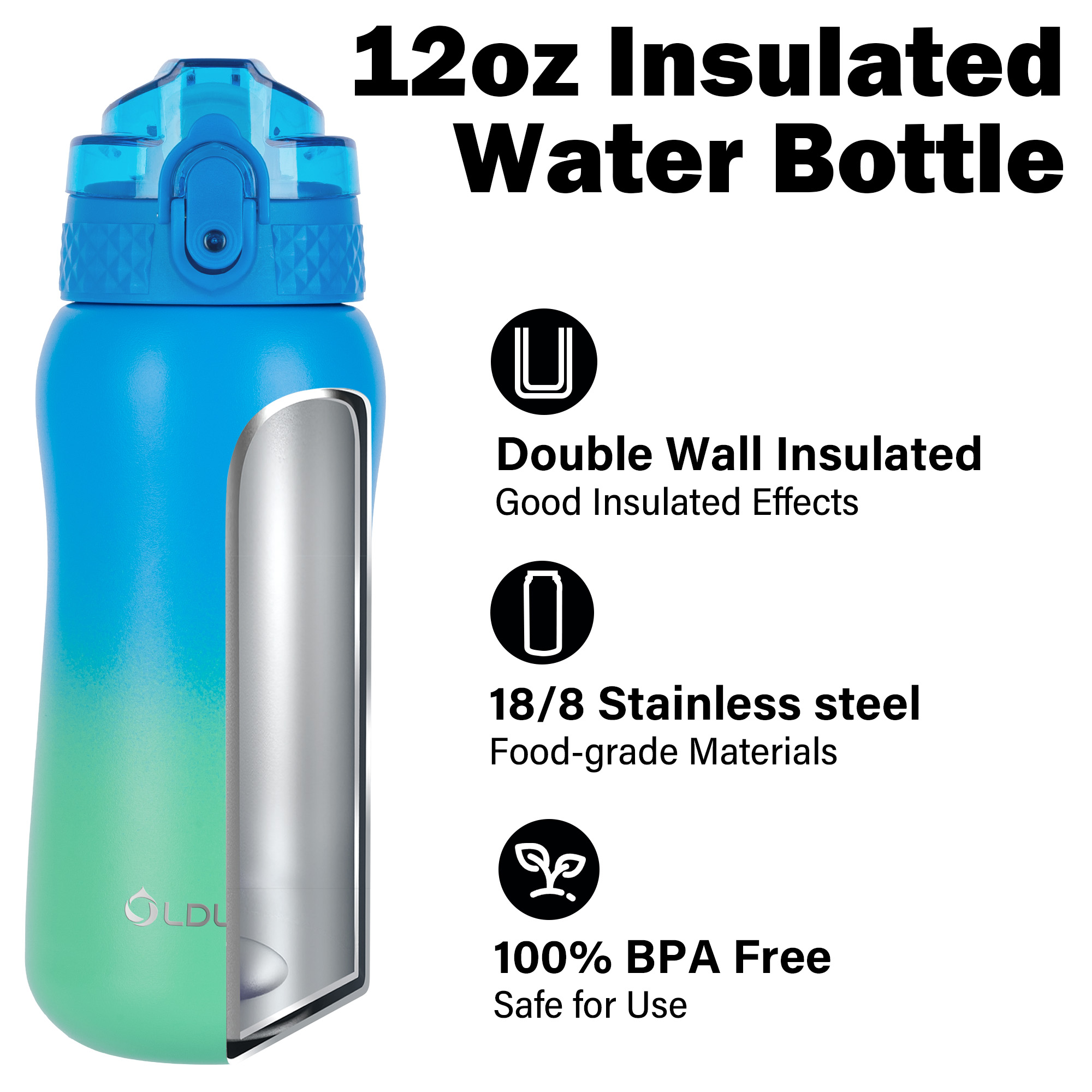 Oldley 12oz Tropical Rainforest Kids Metal Water Bottle - Image 8