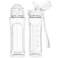 two-transparent-water-bottles-white-lids-front-side-views-featuring-leakproof-kids-sport-water-bottle two-transparent-water-bottles-white-lids-front-side-views-featuring-leakproof-kids-sport-water-bottle