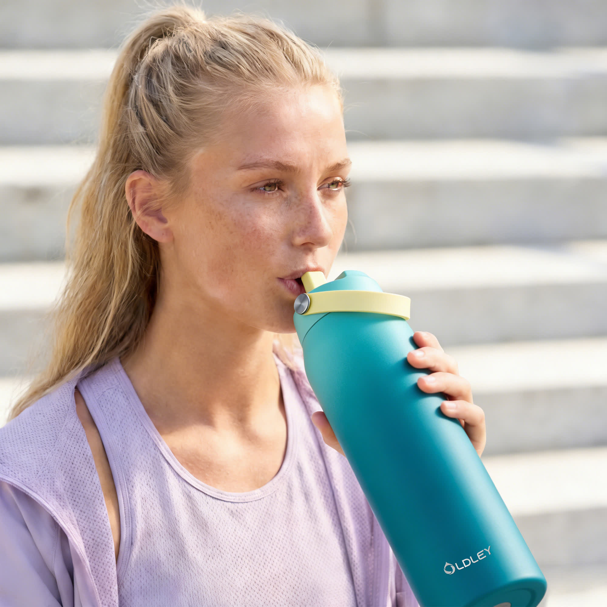Oldley Teal To Dark Cyan Gradient Water Bottle - 32oz - Image 13